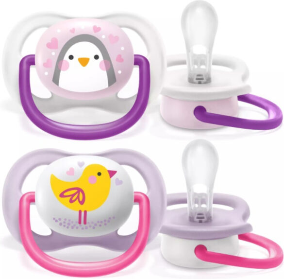 Philips Avent Ultra Air Animals Πιπίλες Σιλικόνης 0-6 μηνών Πιγκουινάκι-Κοτοπουλάκι Σετ 2τμχ
