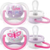 Philips Avent  Happy Ultra Air Πιπίλες Σιλικόνης 0-6 μηνών Πεταλούδα-I Love Mama Σετ 2τμχ