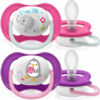 Philips Avent Ultra Air Animals Πιπίλες Σιλικόνης 6-18 μηνών Ελεφαντάκι-Πιγκουινάκι Ροζ Σετ 2τμχ