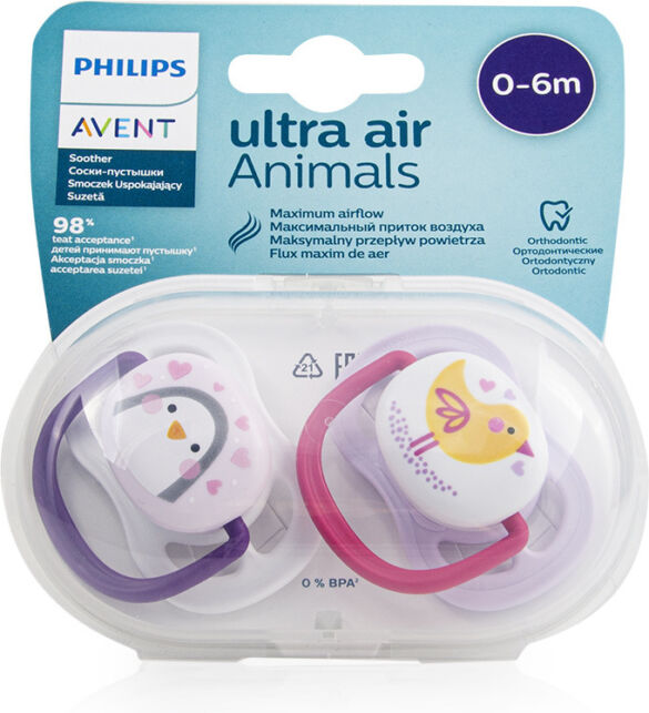 Philips Avent Ultra Air Animals Πιπίλες Σιλικόνης 0-6 μηνών Πιγκουινάκι-Κοτοπουλάκι Σετ 2τμχ - Image 3