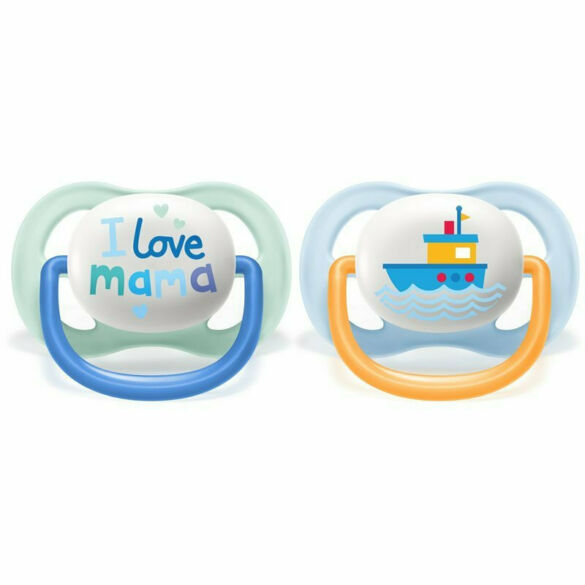 Philips Avent Happy Ultra Air Πιπίλες Σιλικόνης 0-6 μηνών I Love Mama-Καραβάκι Σετ 2τμχ - Image 2