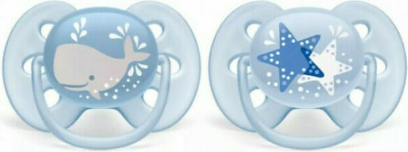 Philips Avent Ultra Soft Πιπίλες Σιλικόνης 6-18 μηνών Μπλε Αστεράκι Σετ 2τμχ