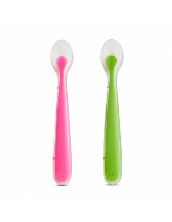 Munchkin Gentle Silicone Βρεφικά Κουτάλια  Ροζ/Λαχανί 2τεμ - Image 2